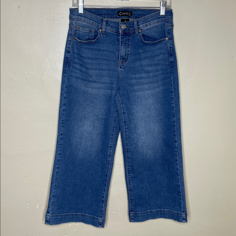 NANETTE LAPORE Blue Jeans BELLE High Rise Crop Wide Leg 5 Pocket Style Size 4